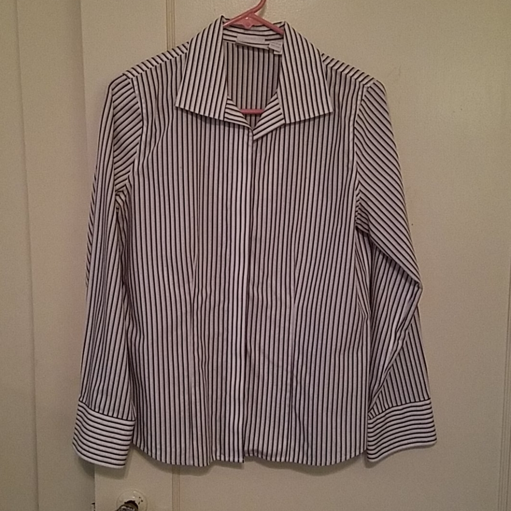 Chico's No-Iron striped collared dress shirt